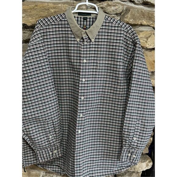Hunt Club Men's Green Red Checkered Long Sleeve Button Down Cotton Shirts Size 3 - Picture 2 of 5